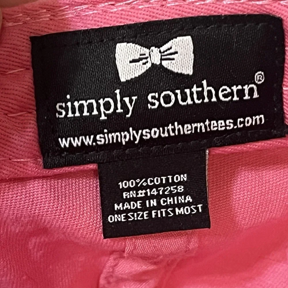Simply Southern SEAS THE DAY Beach Ocean Embroidered Hat Cap Adjustable Pink